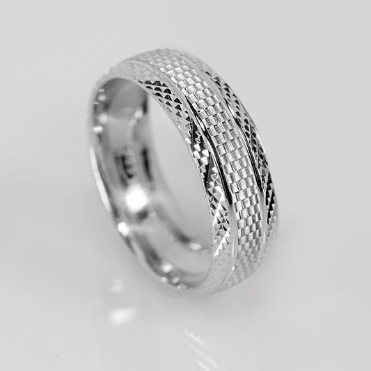 6mm Dokulu Gümüş Erkek Alyans