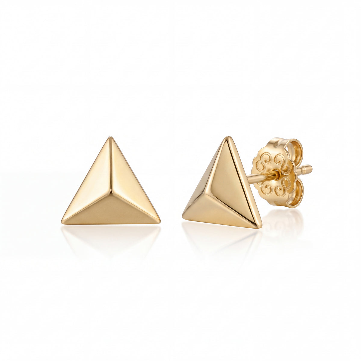Mini Geometrik Piramit Stud Altın Küpe