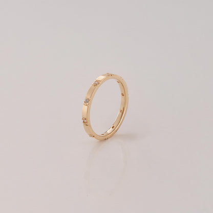 2mm İnce Zirkon Taşlı Minimal Altın Alyans