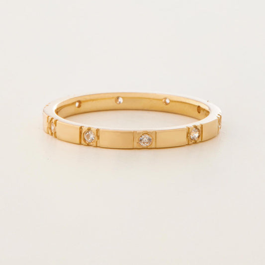 2mm İnce Zirkon Taşlı Minimal Altın Alyans