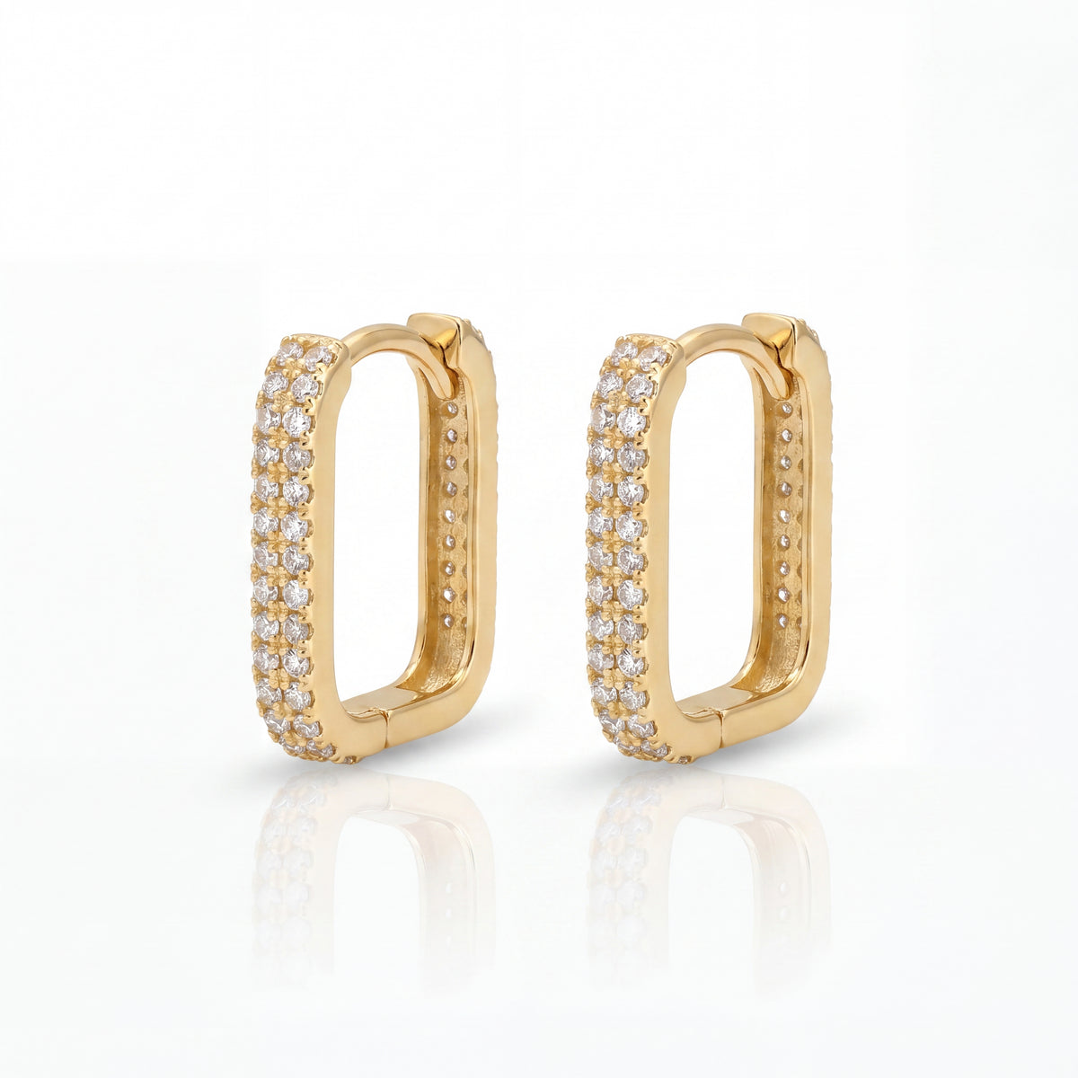 Taşlı U Şekil, Minimal, Günlük 14k Altın Küpe