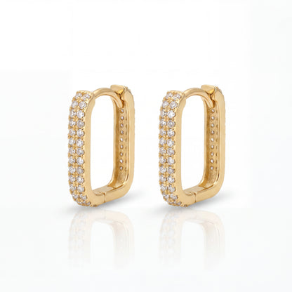 Taşlı U Şekil, Minimal, Günlük 14k Altın Küpe
