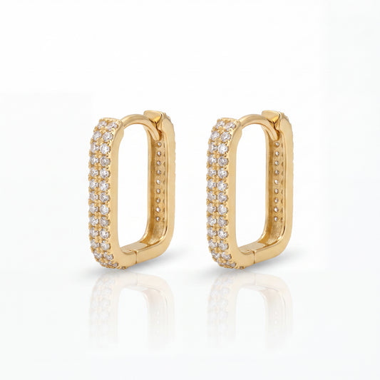 Taşlı U Şekil, Minimal, Günlük 14k Altın Küpe