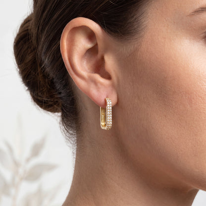 Taşlı U Şekil, Minimal, Günlük 14k Altın Küpe