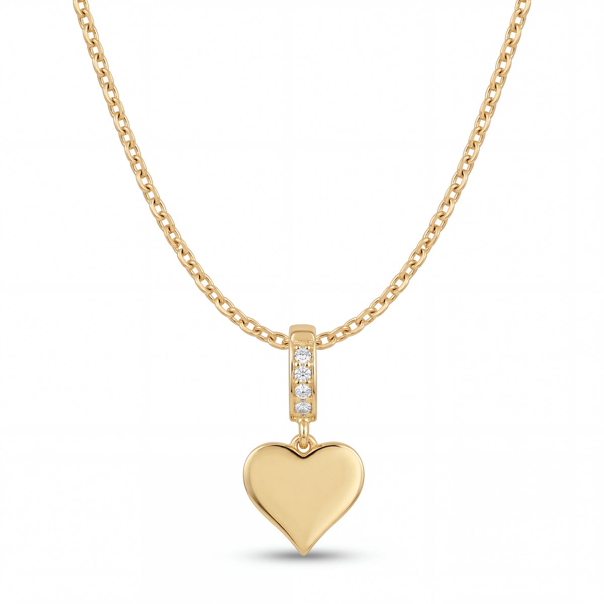 Taşlı Kalp Mini Charm Altın Kolye Ucu