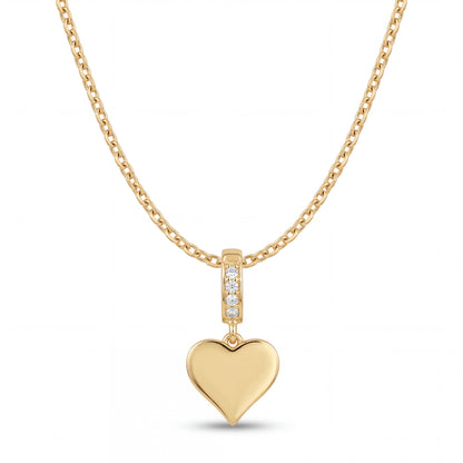 Taşlı Kalp Mini Charm Altın Kolye Ucu