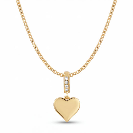 Taşlı Kalp Mini Charm Altın Kolye Ucu