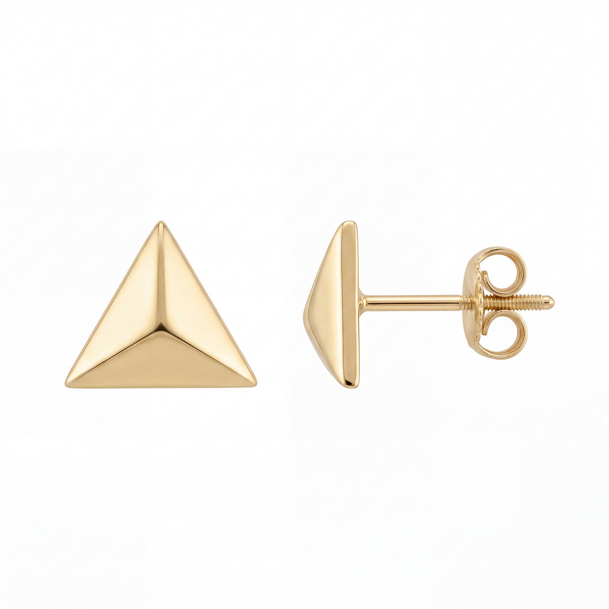 Mini Geometrik Piramit Stud Altın Küpe