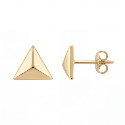 Mini Geometrik Piramit Stud Altın Küpe